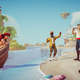 The Little Mermaid and Eric hang out on a Disney Dreamlight beach.